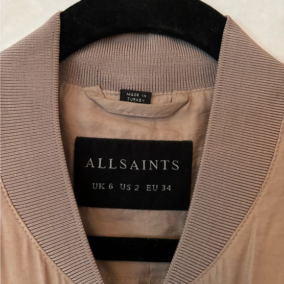 AllSaints Elio Bomber jacket sweater in dusty rose size 2 - Picture 13 of 16